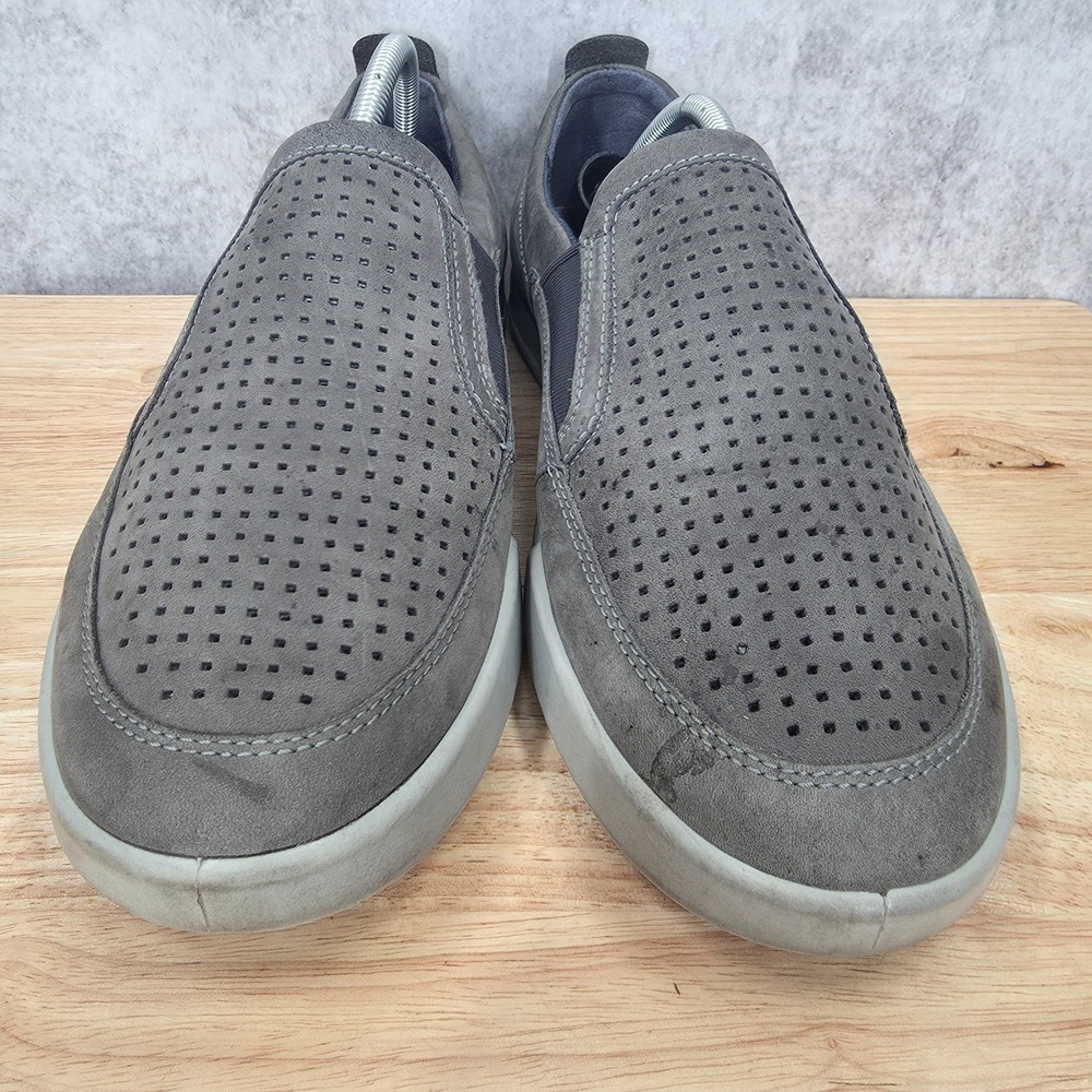 Ecco Shoes Mens US 11 EU 45 Collin 2.0 Gray Perforated Slip On Casual Sneakers - Picture 3 of 13